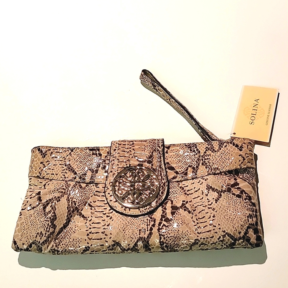 SOLINA NATURAL PYTHON CLUTCH WRISTLET